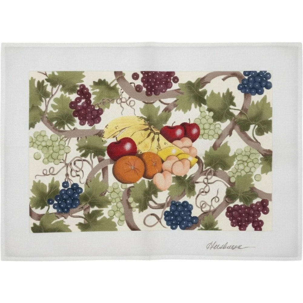 Vintage Heishman Oversized Fruit Grapevine Hand Painted Needlepoint Canvas 1990s